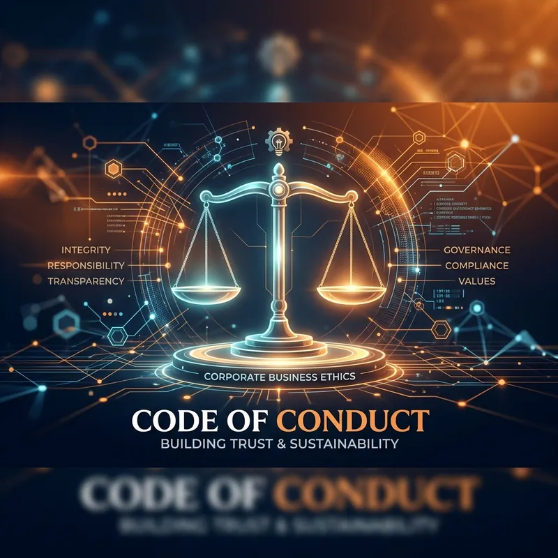 Capa da trilha Ética Corporativa: balança da justiça e código de conduta